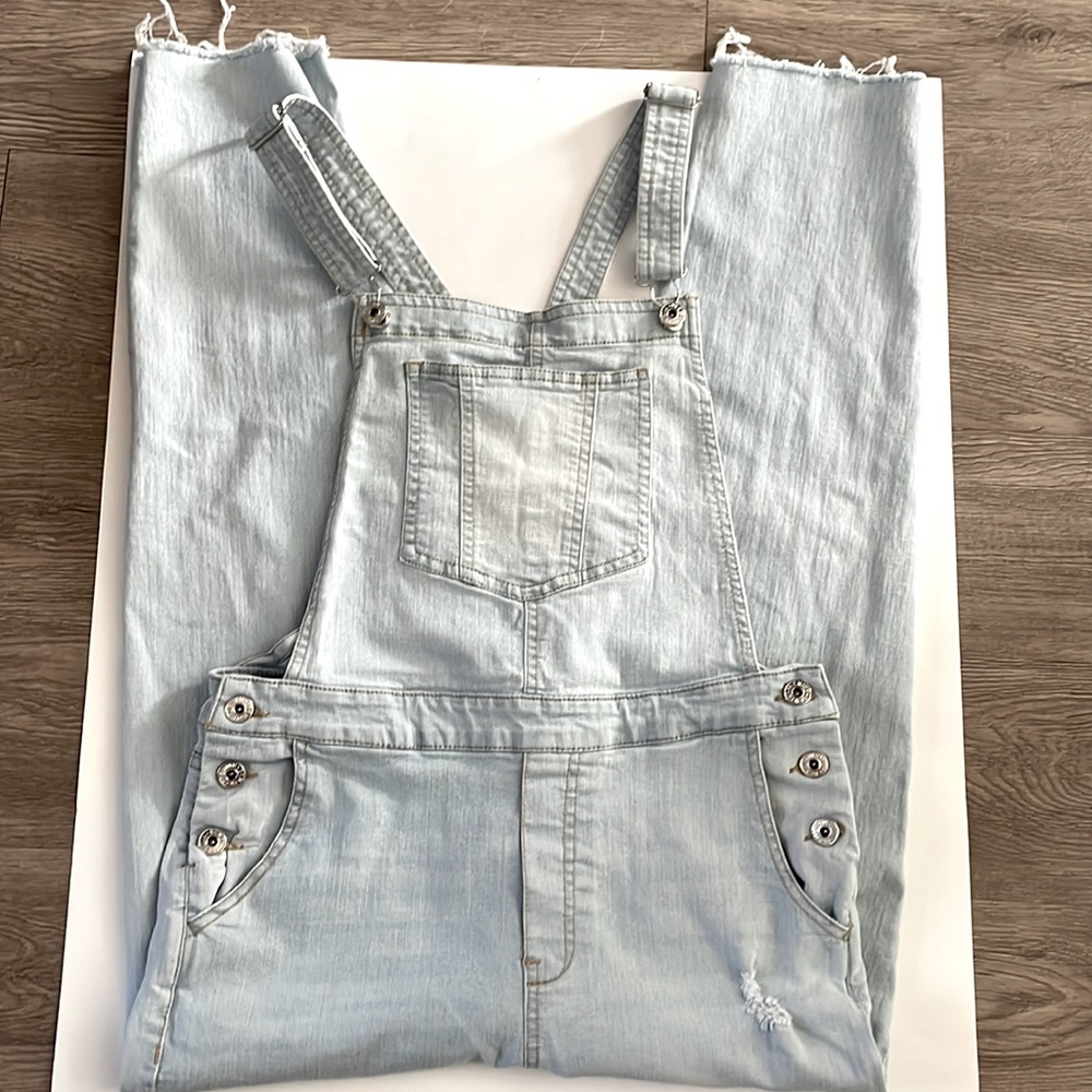 Distressed overalls